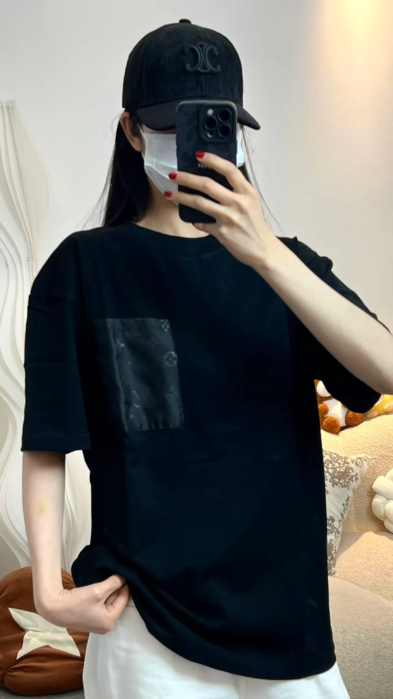 Louis Vuitton/Louis Vuitton 26ss nylon pocket presbyopic print short sleeves